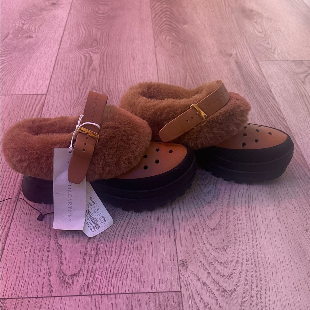 Stella McCartney Tan Furry Mules Clogs